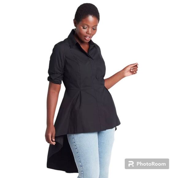 Lane Bryant Extreme Peplum Tunic Women’s Long sleeves with roll tabs Shirt - Picture 5 of 17
